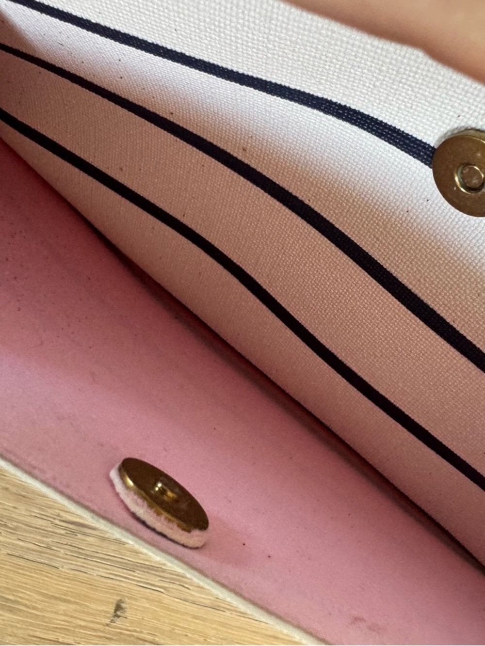J. Crew Stripe Pouch White Blue - Picture 5 of 7